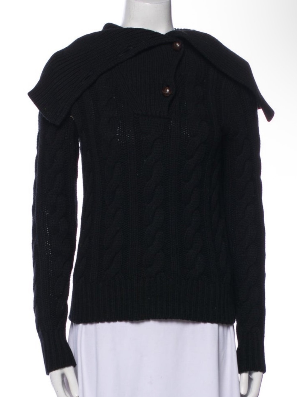 Polo Ralph Lauren cashmere blend cable knit foldover neck sweater